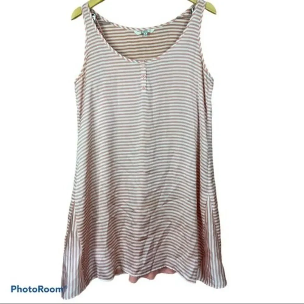 BB DAKOTA striped coral 2 in 1 tank shift summer dress - Picture 2 of 8